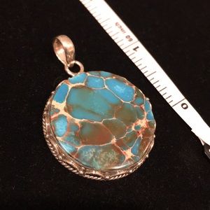 NATURAL RECONSTITUTED TURQUOISE 925 PENDANT